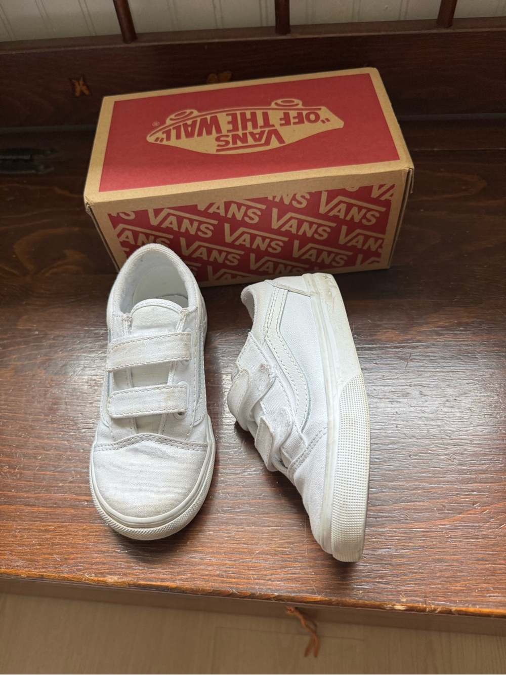 Vans Toddler White Velcro Sneakers 9.5